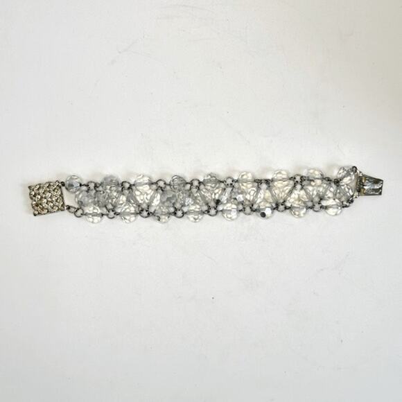 Vintage 60’s Double Strand Crystal Bracelet With Sterling Silver Clasp - Picture 3 of 3
